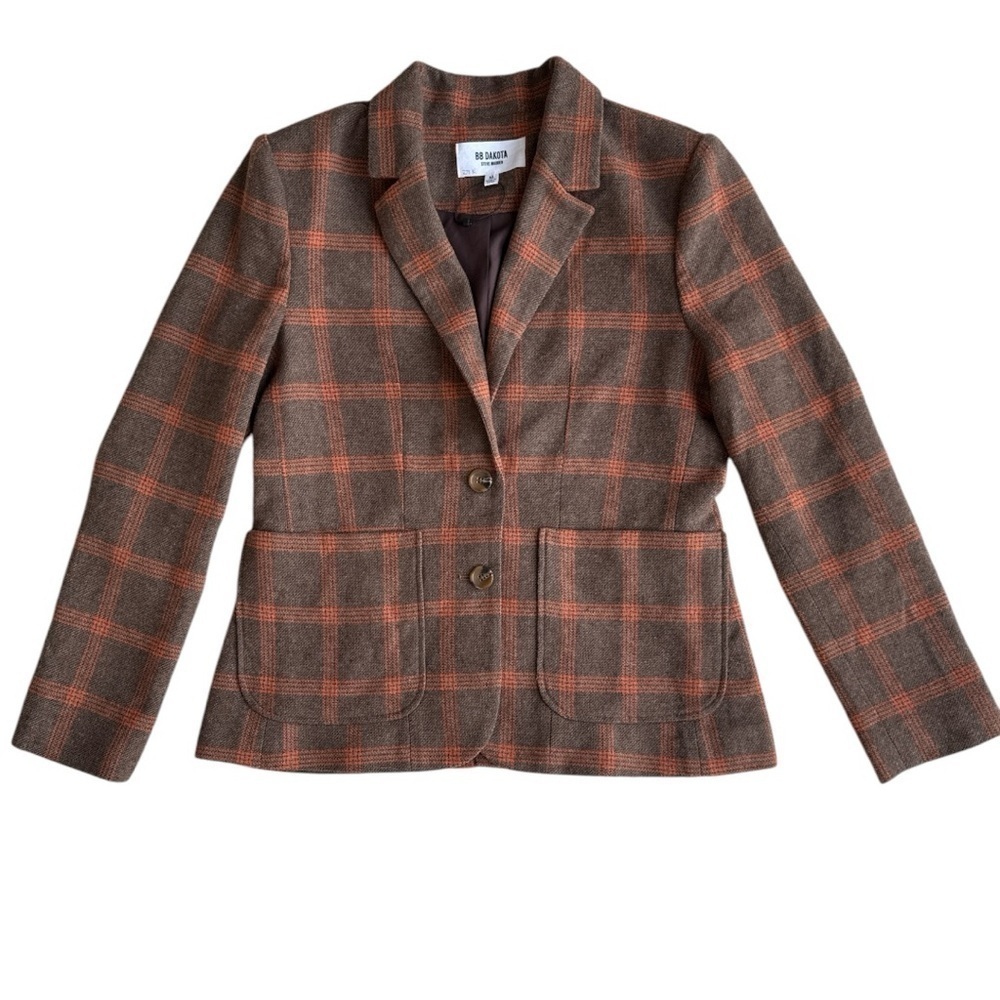 BB Dakota by Steve Madden Talk Show Host Blazer Plaid Print Size Medium NWOT